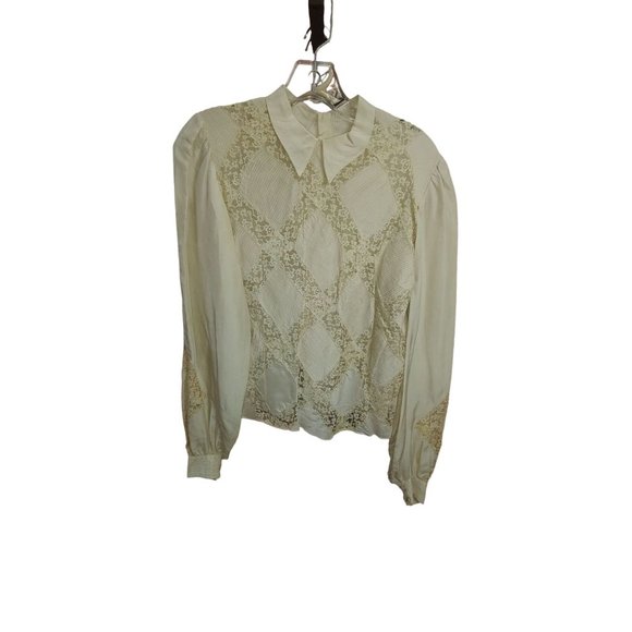 COPY - Vintage/Antique Lot of 5 Damaged/ Wounded Cream Various Era Blouses  "As… - Picture 10 of 16